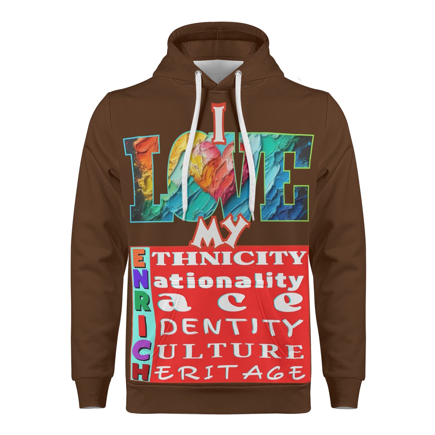 Mens All Over Print Warm Velvet Lined Hoodie "I Love My ENRICH"