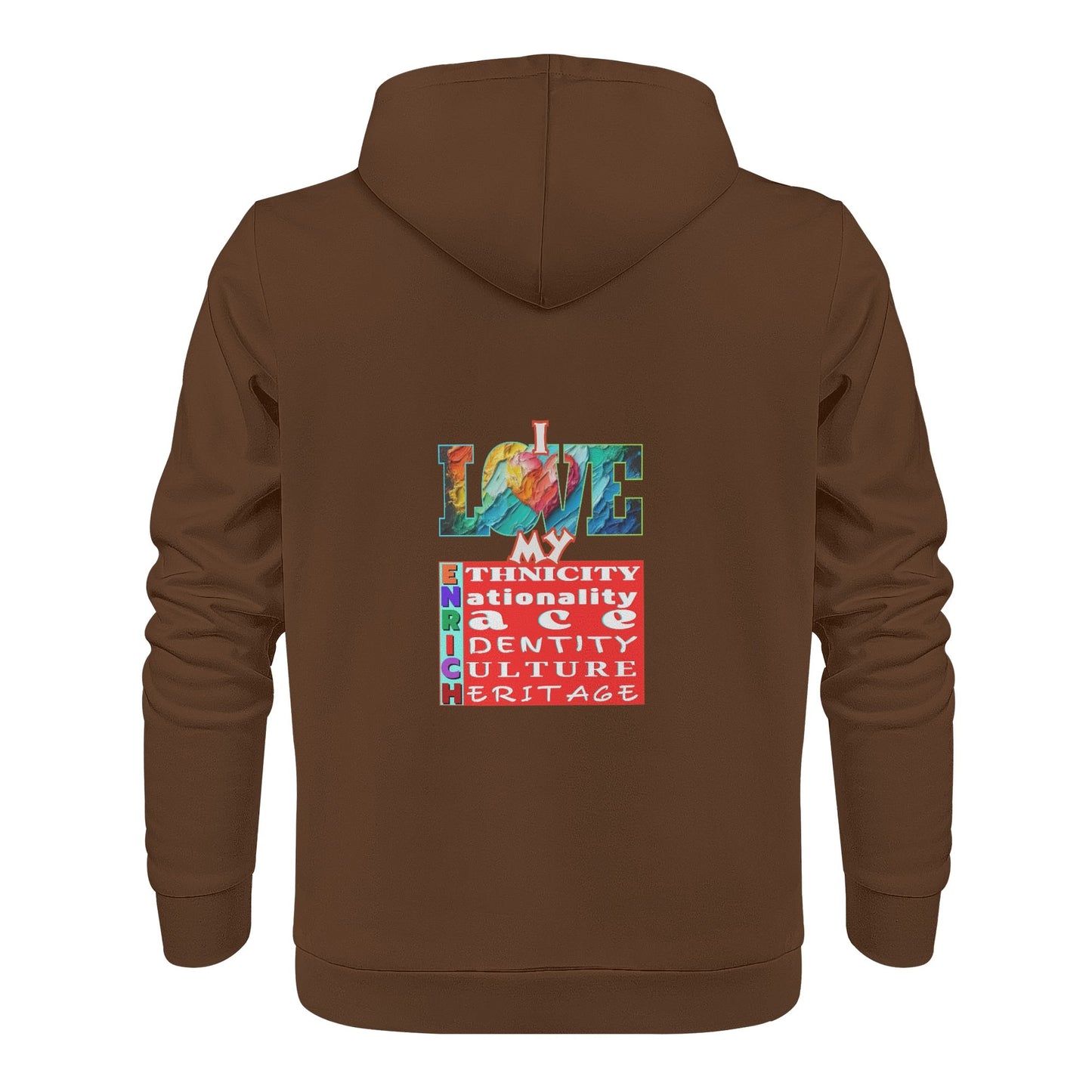 Mens All Over Print Warm Velvet Lined Hoodie "I Love My ENRICH"