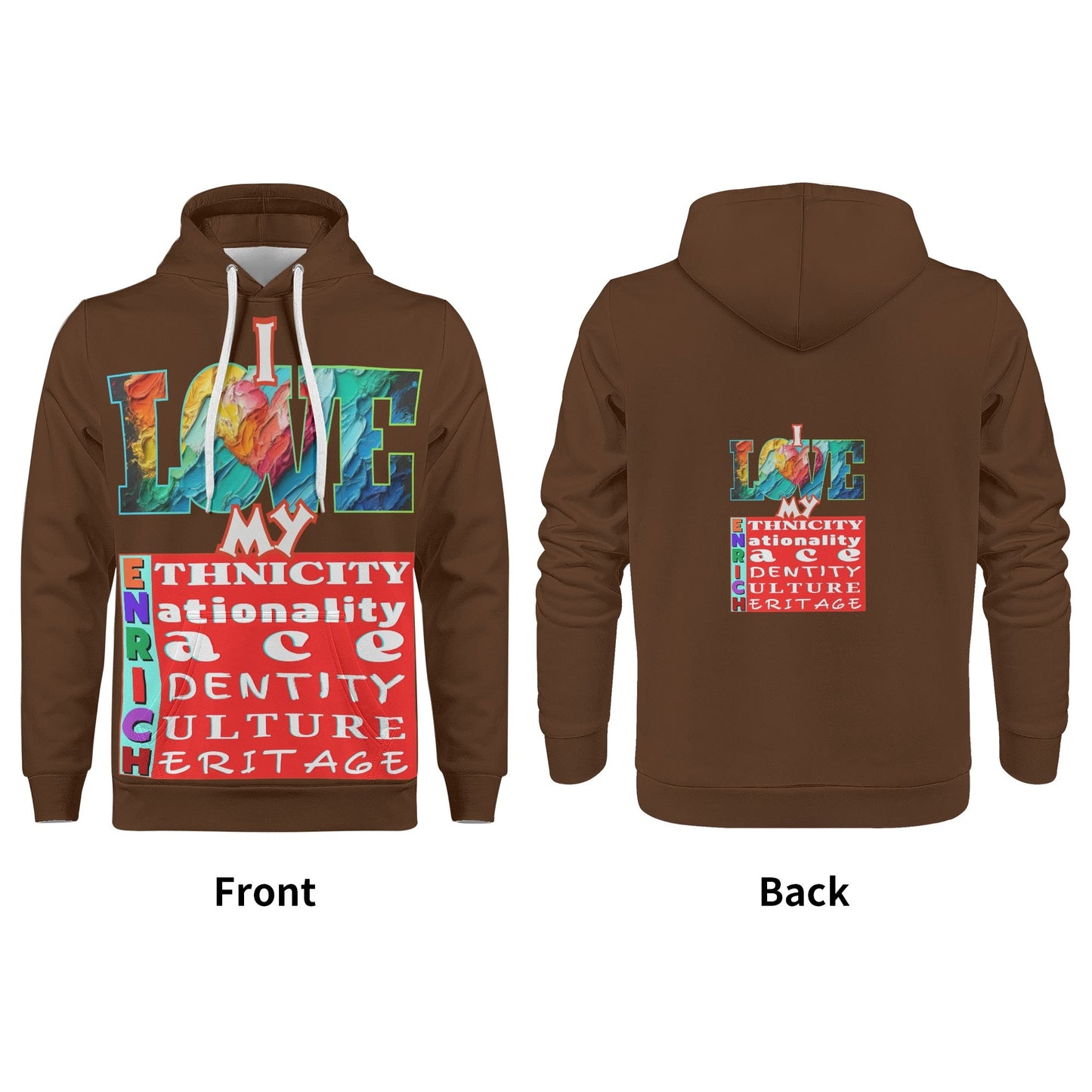 Mens All Over Print Warm Velvet Lined Hoodie "I Love My ENRICH"