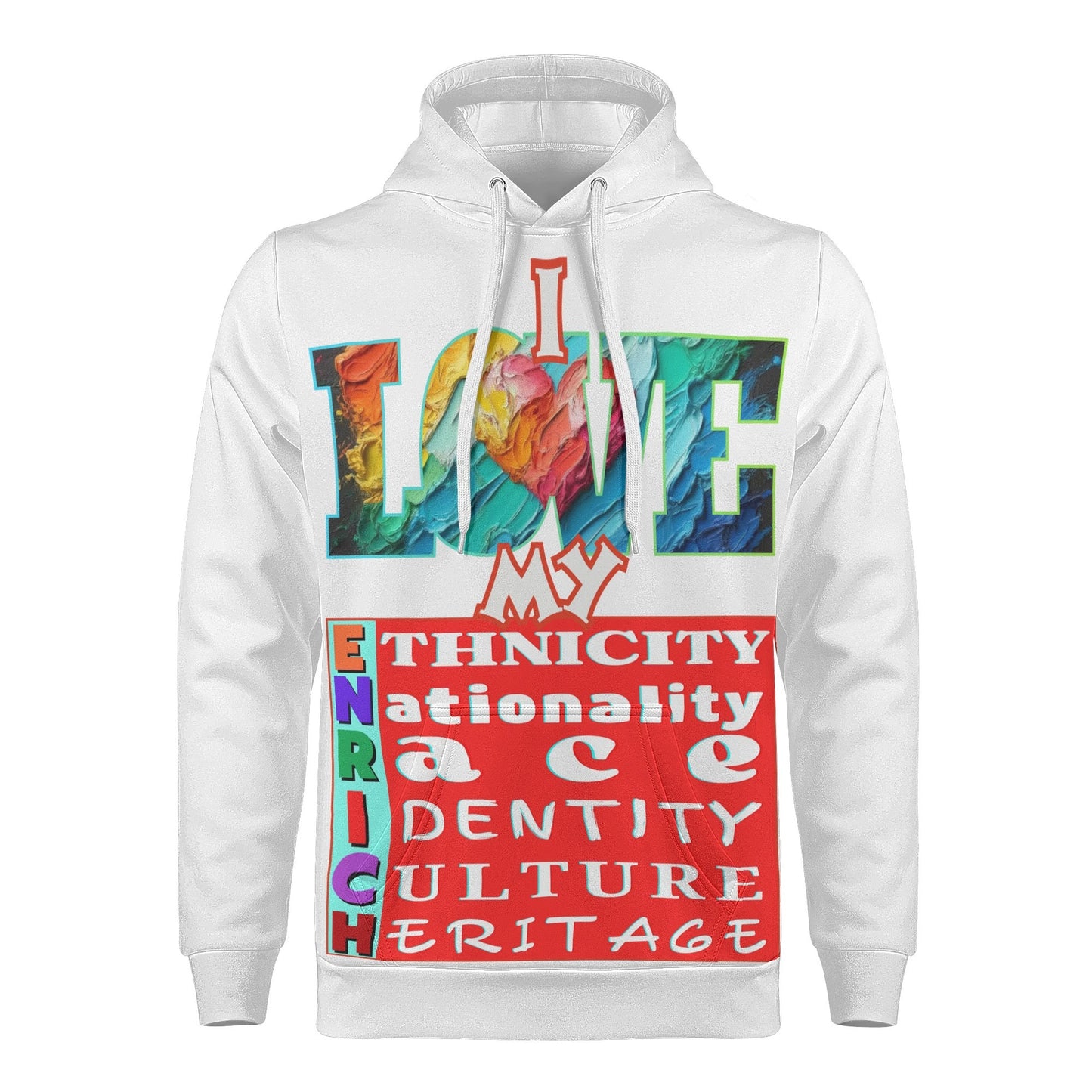 Mens All Over Print Warm Velvet Lined Hoodie "I Love My ENRICH"