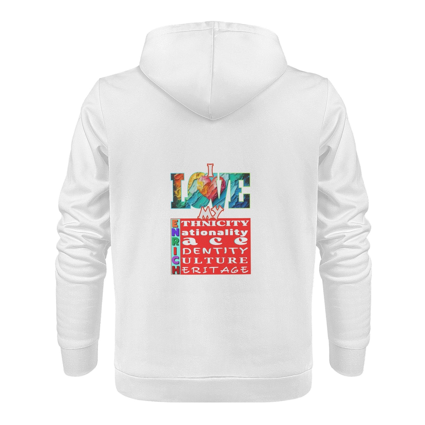 Mens All Over Print Warm Velvet Lined Hoodie "I Love My ENRICH"