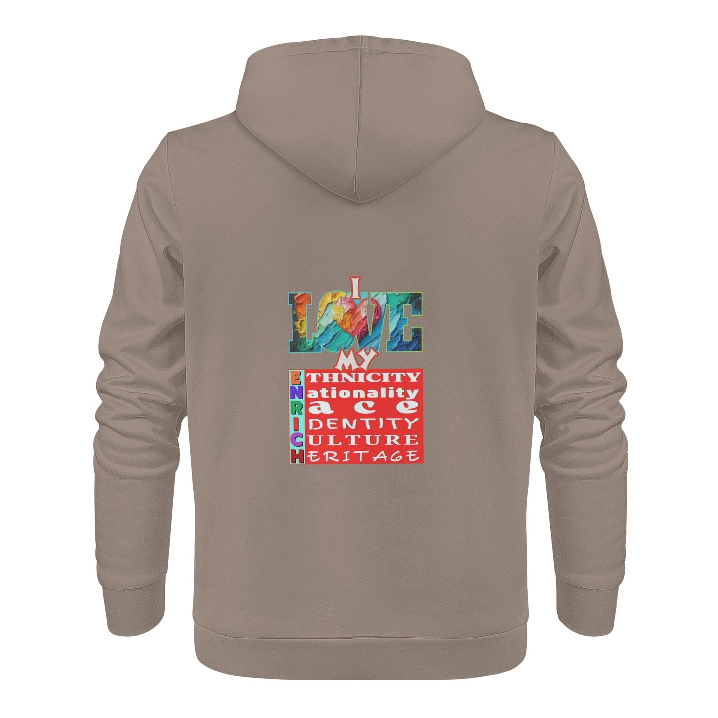 Mens All Over Print Warm Velvet Lined Hoodie "I Love My ENRICH"