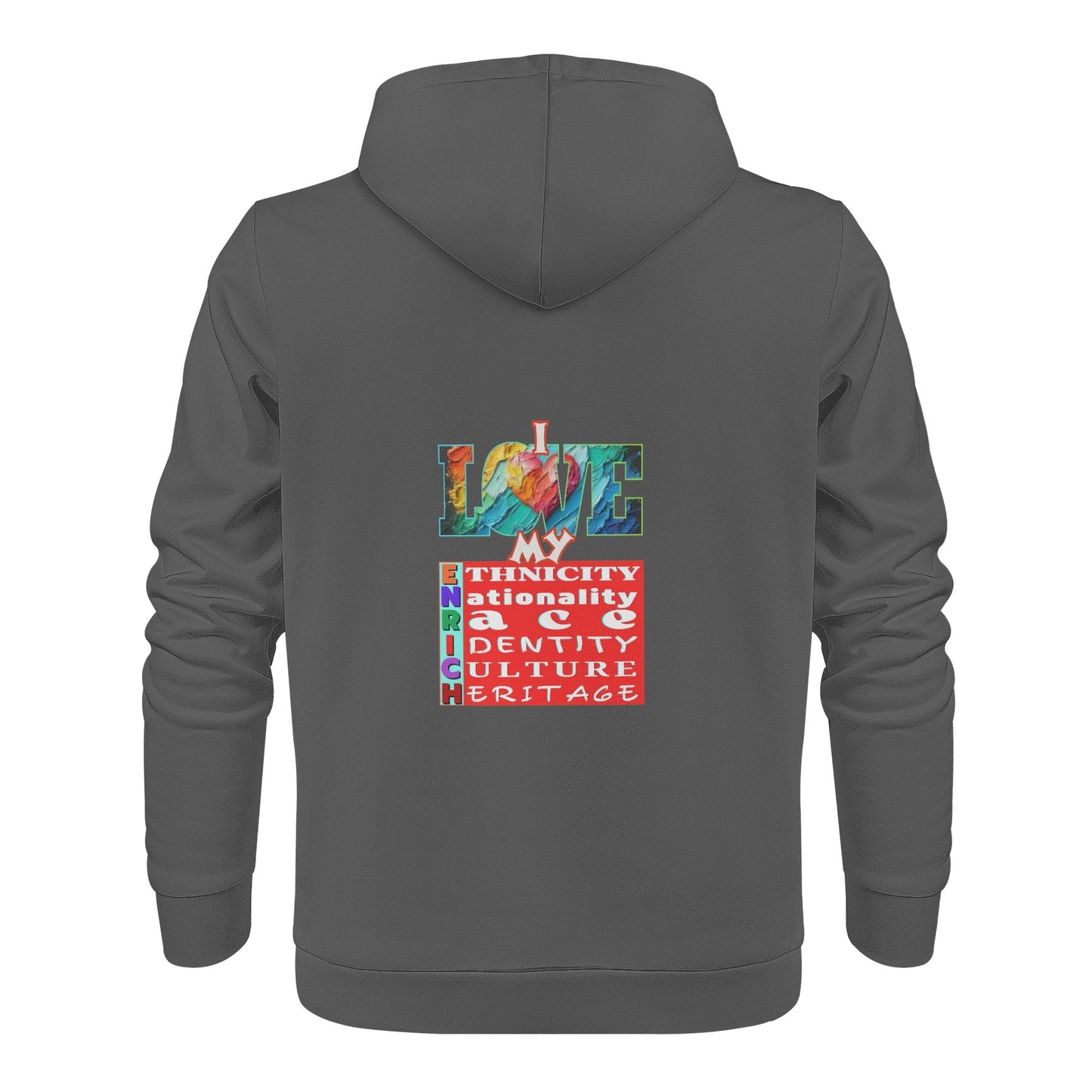 Mens All Over Print Warm Velvet Lined Hoodie "I Love My ENRICH"