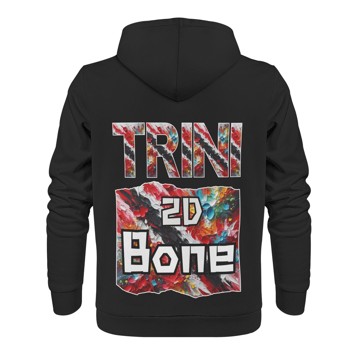 Mens All Over Print Warm Velvet Lined Hoodie "I Love My ENRICH; Trini 2D Bone"