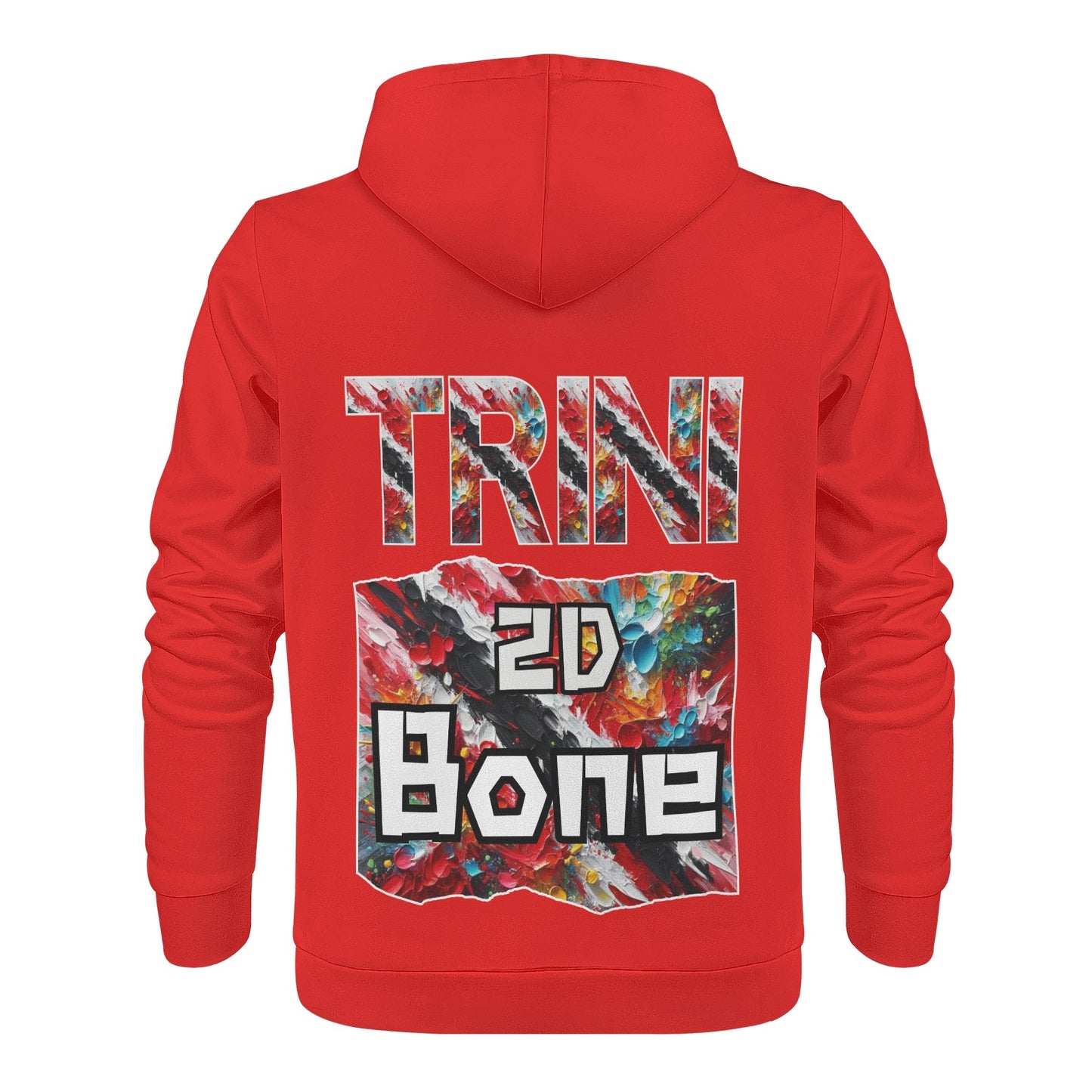 Mens All Over Print Warm Velvet Lined Hoodie "I Love My ENRICH; Trini 2D Bone"