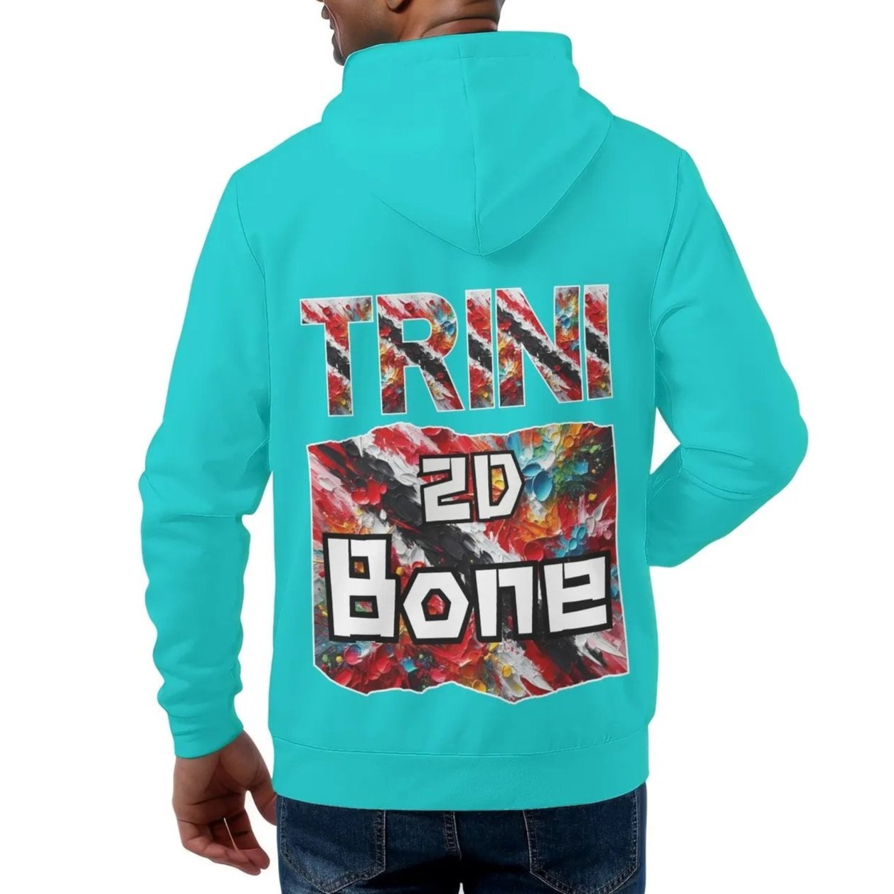 Mens All Over Print Warm Velvet Lined Hoodie "I Love My ENRICH; Trini 2D Bone"