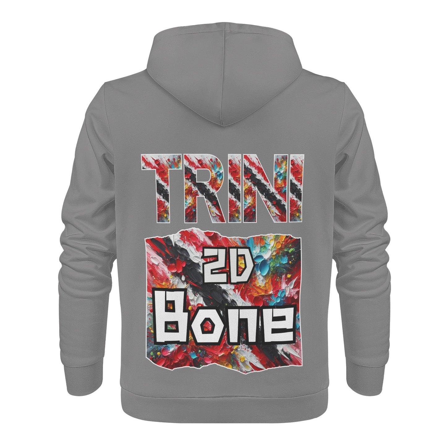 Mens All Over Print Warm Velvet Lined Hoodie "I Love My ENRICH; Trini 2D Bone"