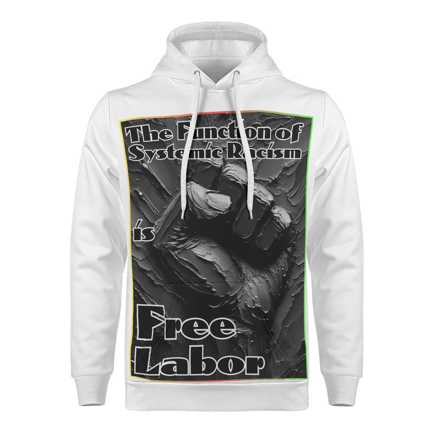 Mens All Over Print Warm Velvet Lined Hoodie "Free Labor"