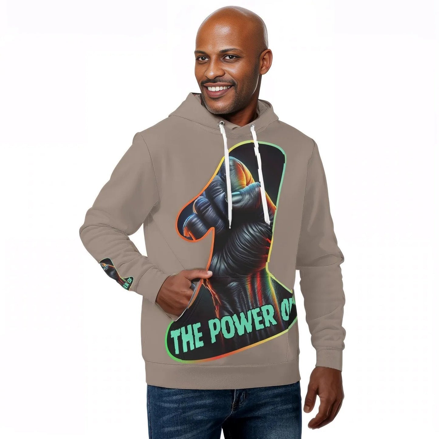 Mens All Over Print Warm Velvet Lined Hoodie "The Power of One"