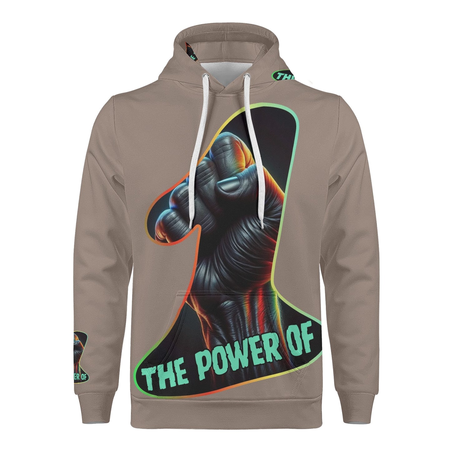 Mens All Over Print Warm Velvet Lined Hoodie "The Power of One"