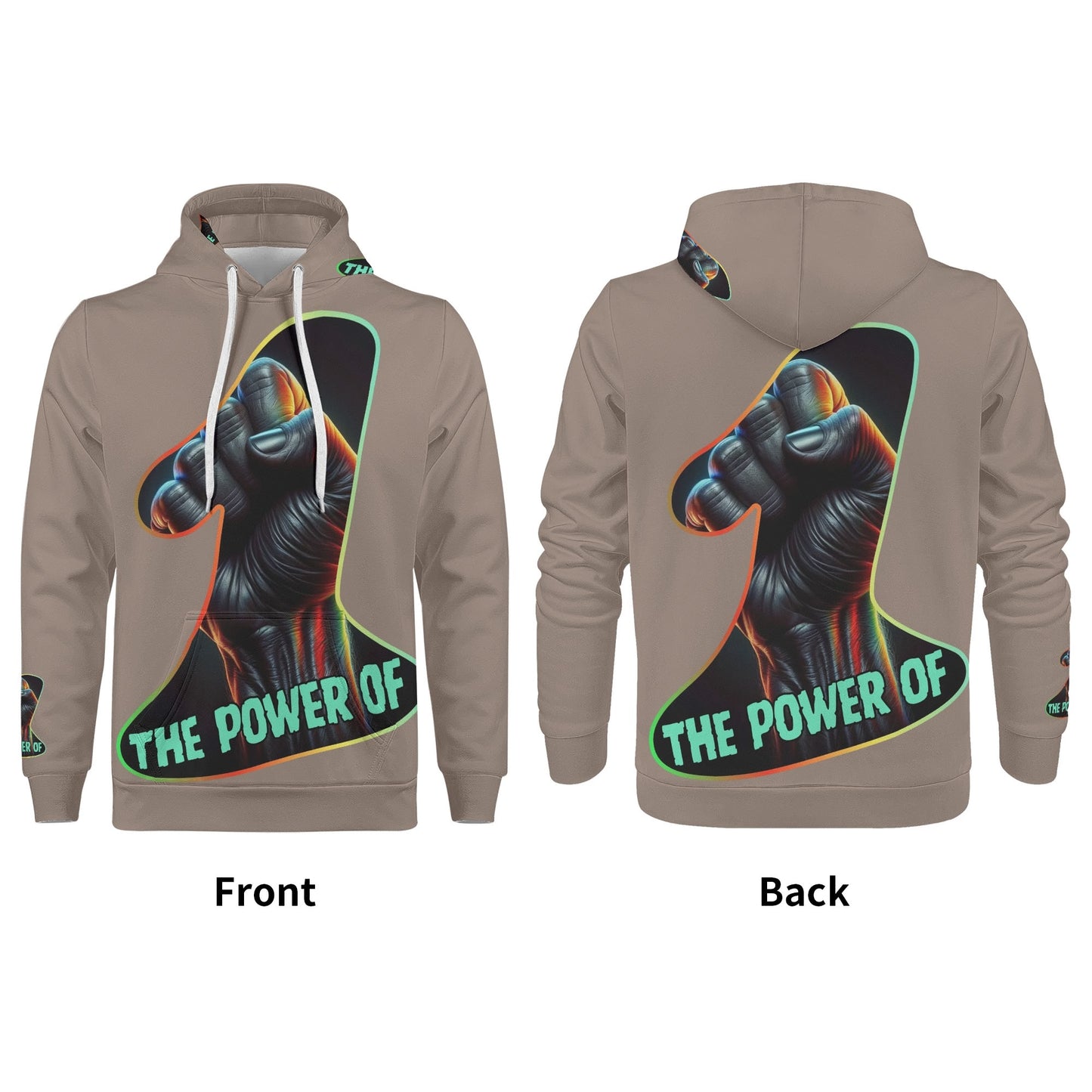 Mens All Over Print Warm Velvet Lined Hoodie "The Power of One"