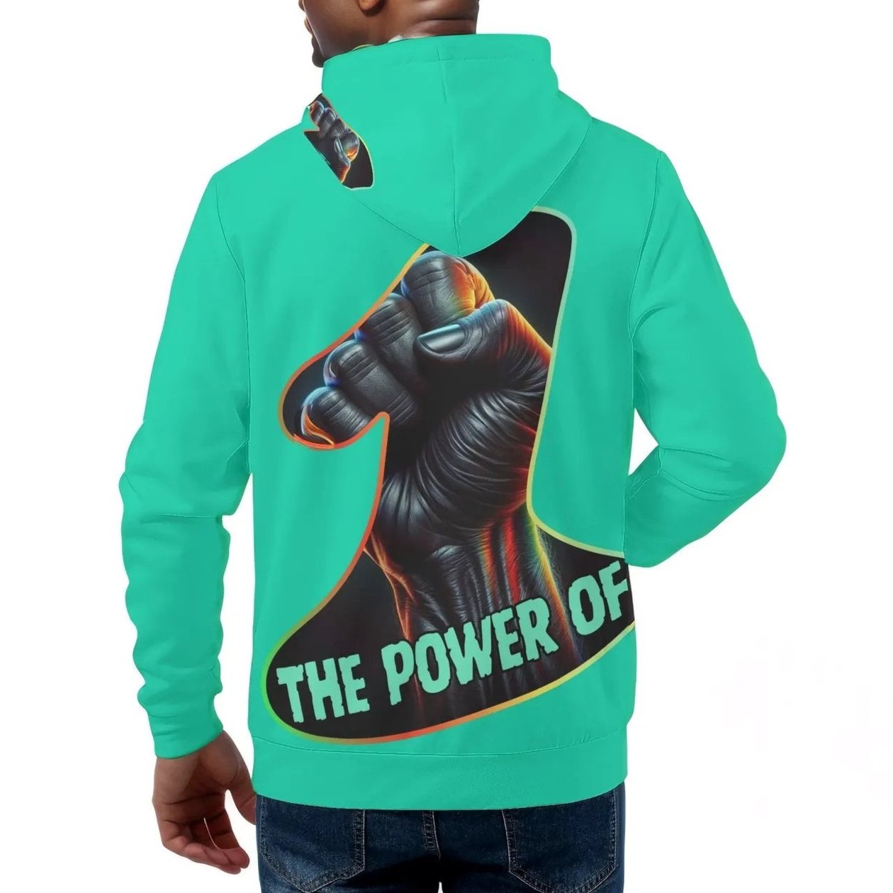 Mens All Over Print Warm Velvet Lined Hoodie "The Power of One"