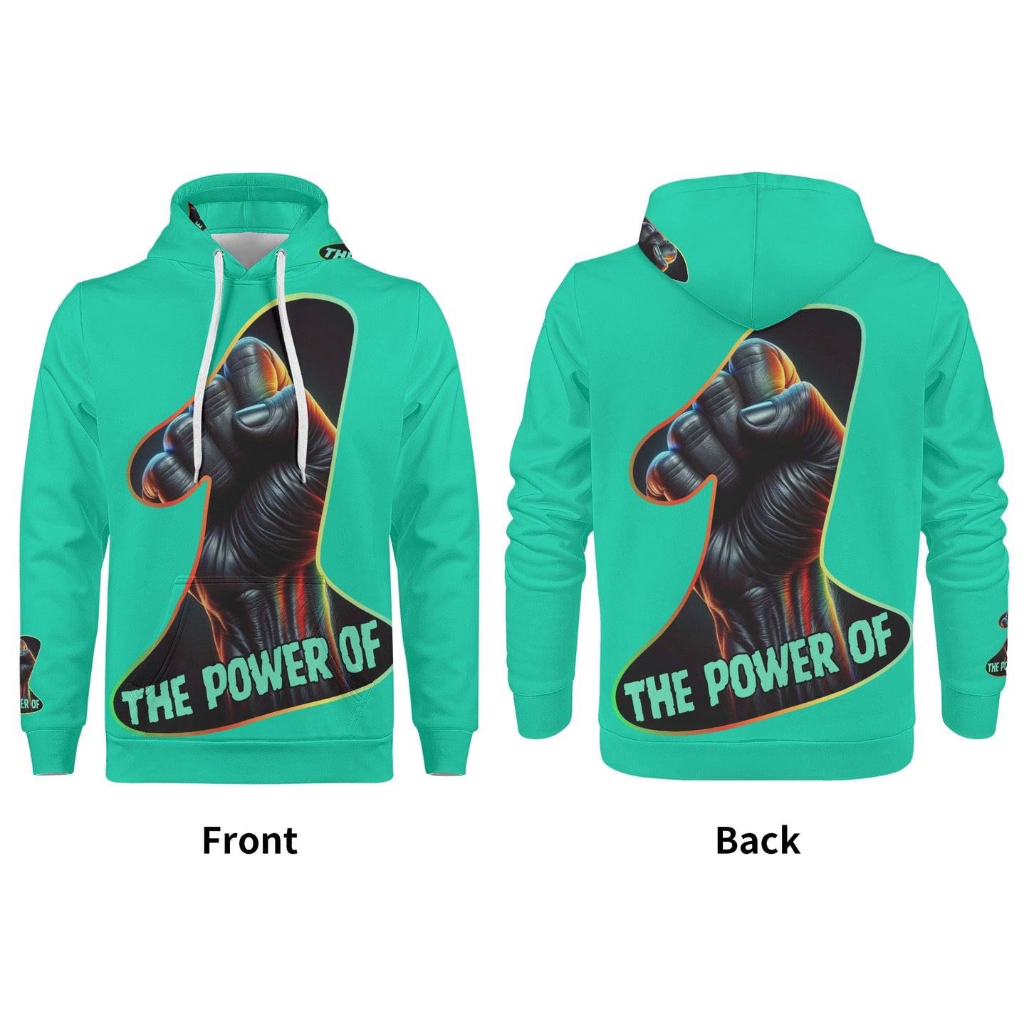 Mens All Over Print Warm Velvet Lined Hoodie "The Power of One"