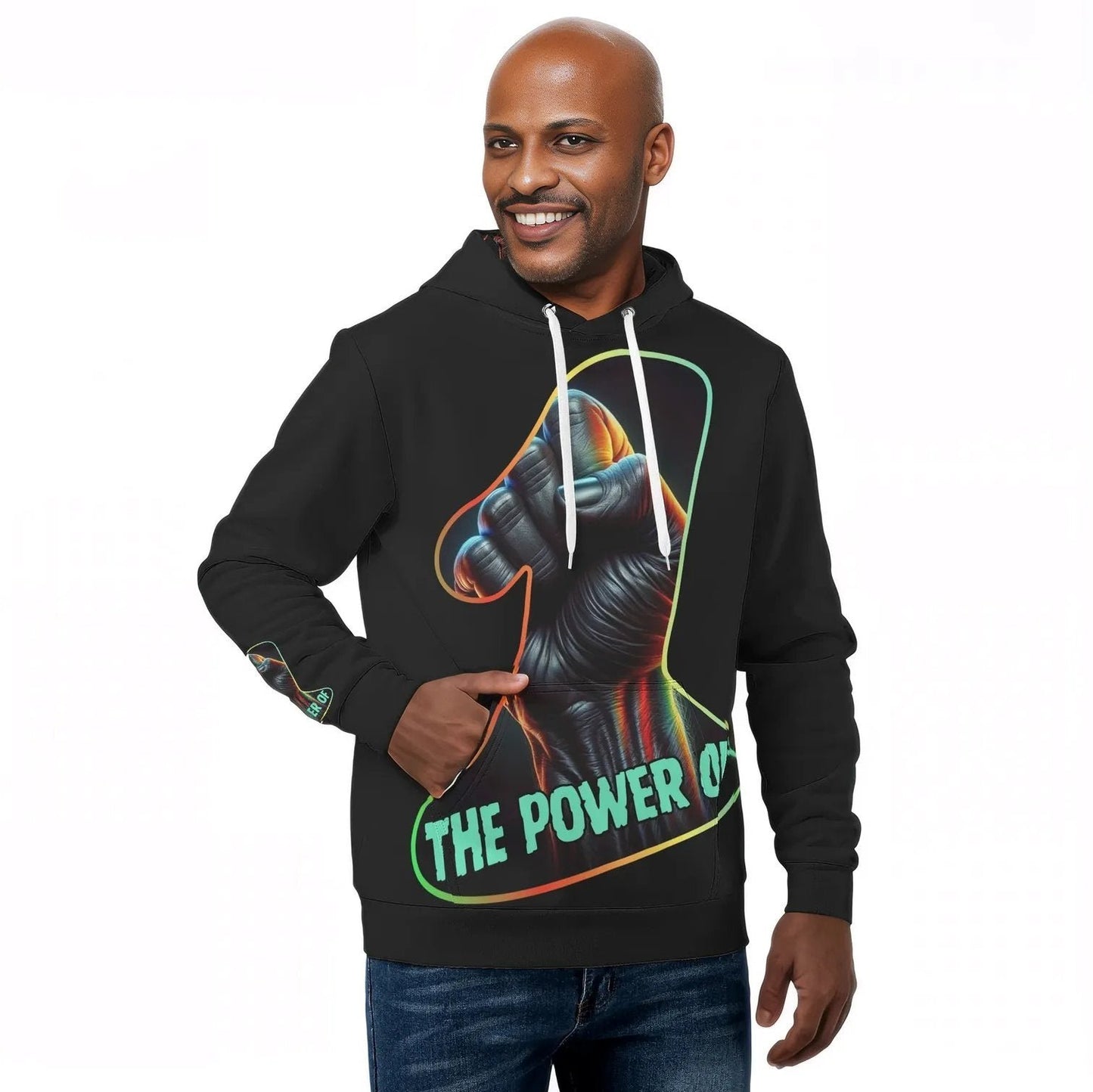 Mens All Over Print Warm Velvet Lined Hoodie "The Power of One"