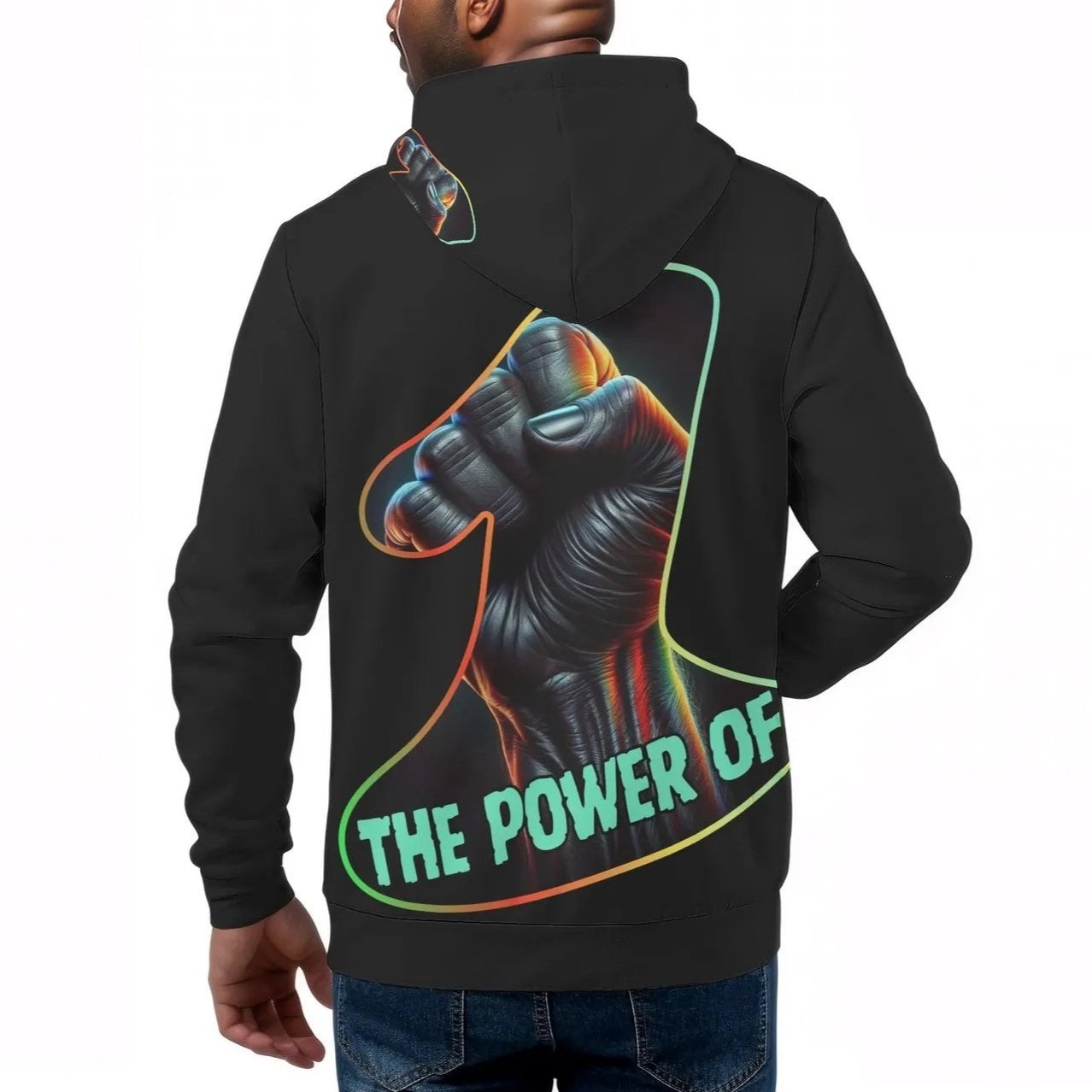 Mens All Over Print Warm Velvet Lined Hoodie "The Power of One"