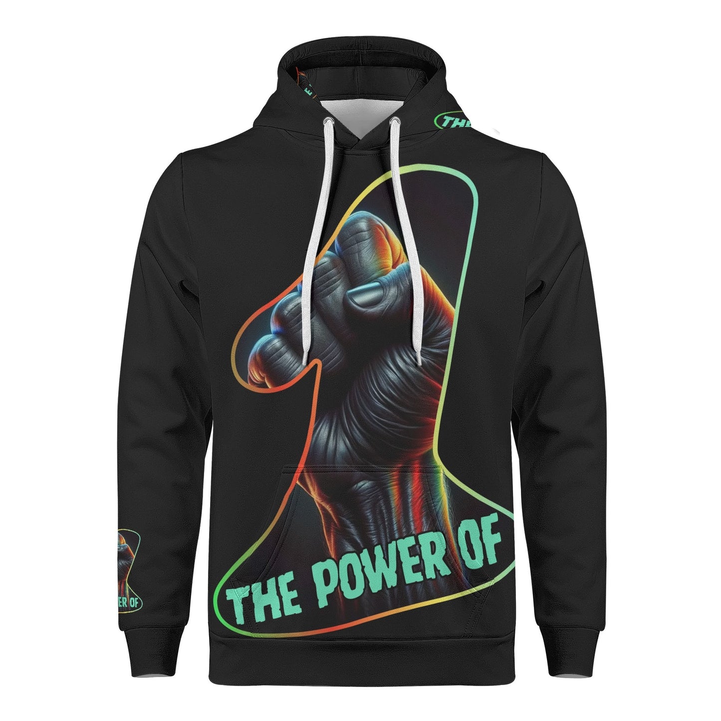 Mens All Over Print Warm Velvet Lined Hoodie "The Power of One"