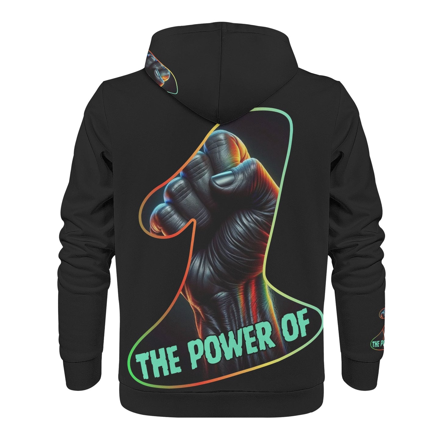 Mens All Over Print Warm Velvet Lined Hoodie "The Power of One"