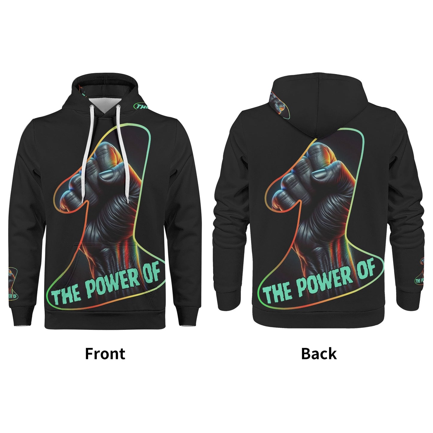 Mens All Over Print Warm Velvet Lined Hoodie "The Power of One"