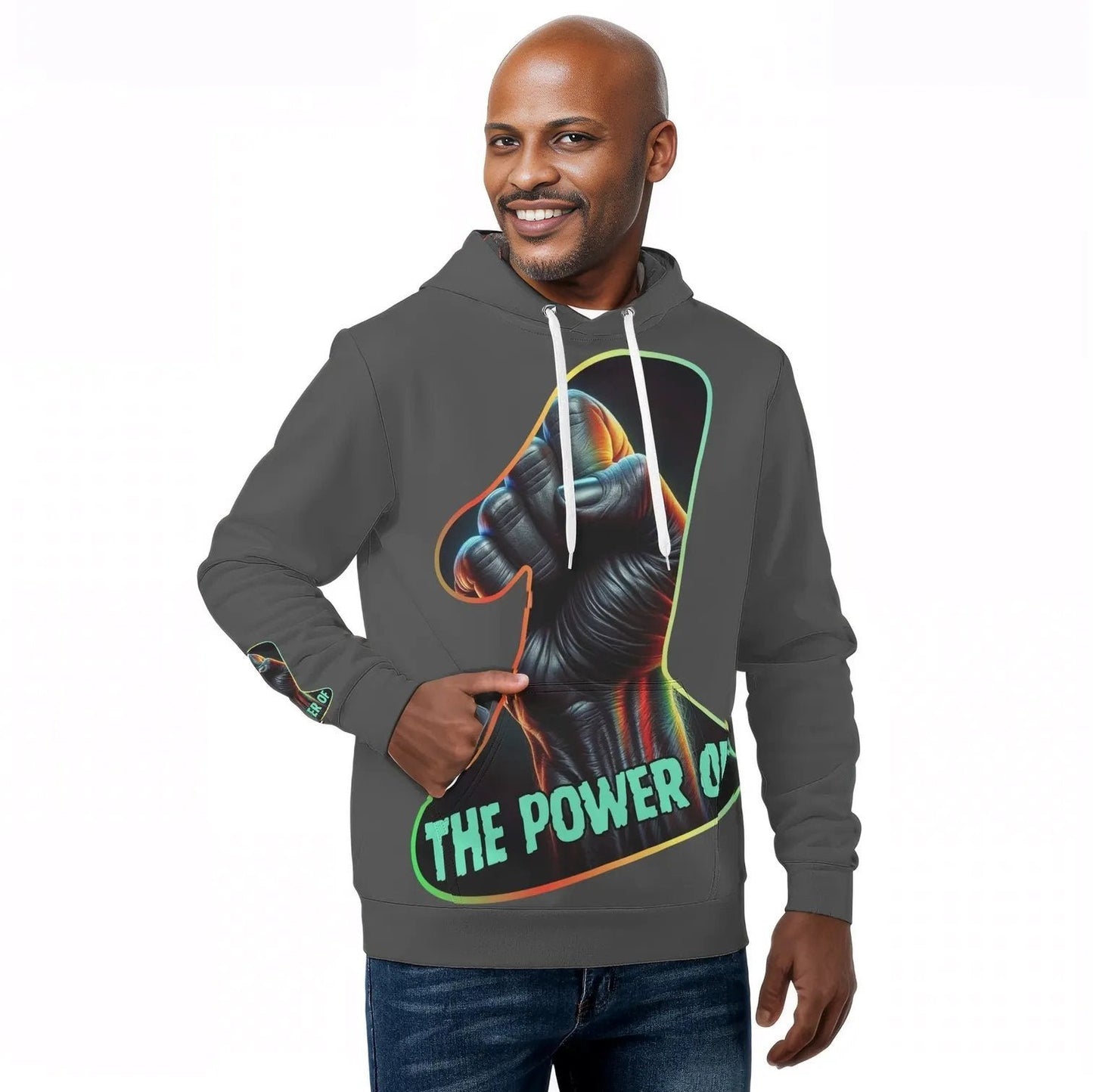 Mens All Over Print Warm Velvet Lined Hoodie "The Power of One"