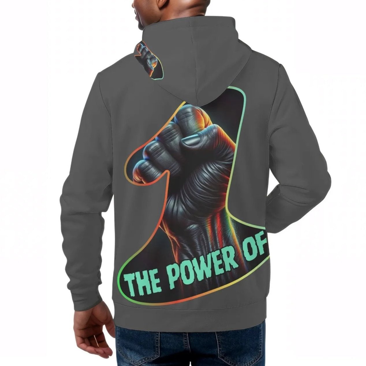 Mens All Over Print Warm Velvet Lined Hoodie "The Power of One"