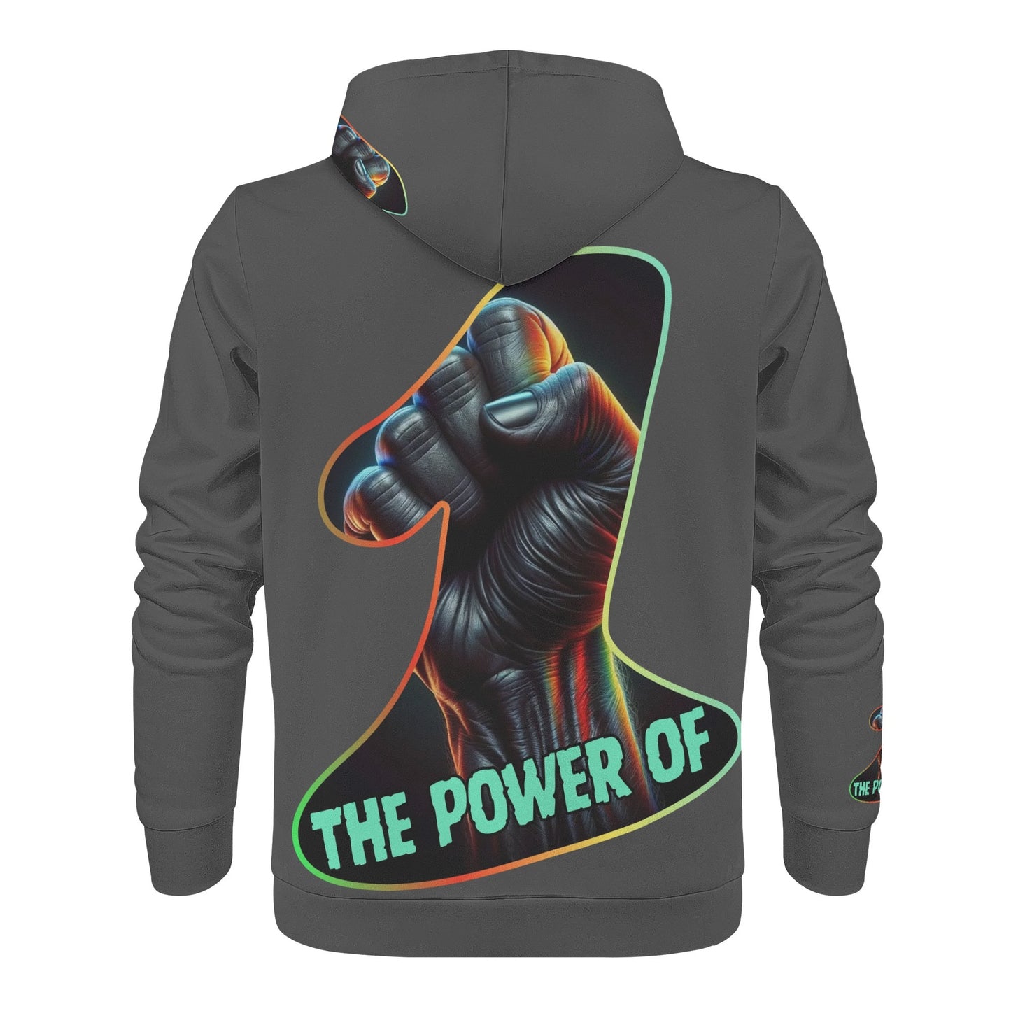 Mens All Over Print Warm Velvet Lined Hoodie "The Power of One"