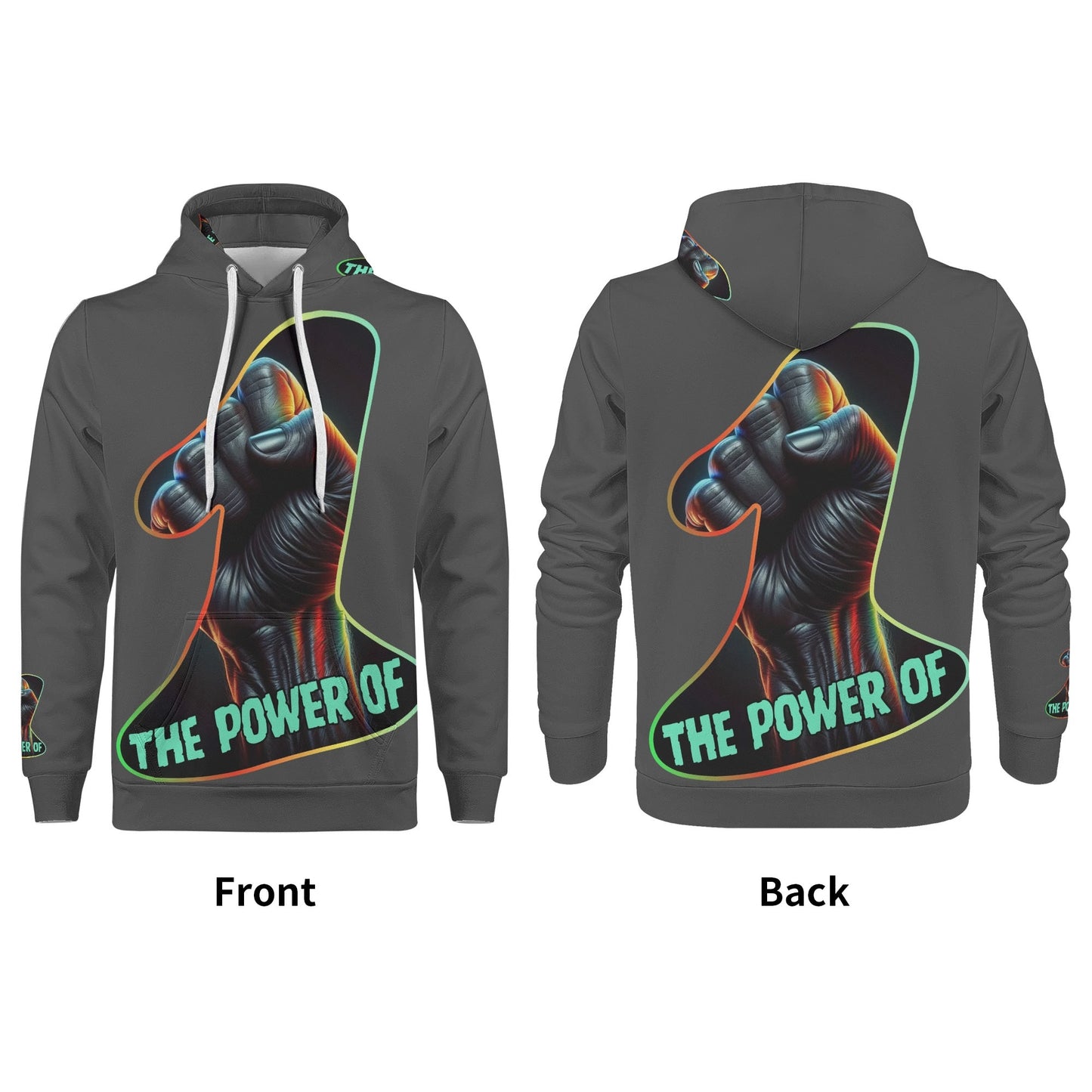 Mens All Over Print Warm Velvet Lined Hoodie "The Power of One"