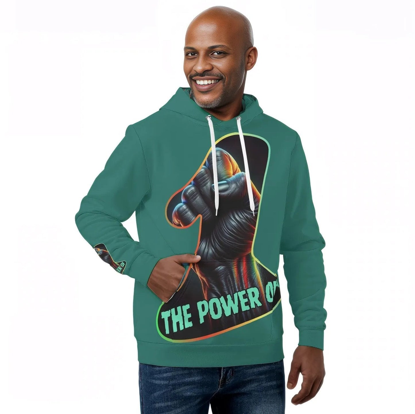 Mens All Over Print Warm Velvet Lined Hoodie "The Power of One"