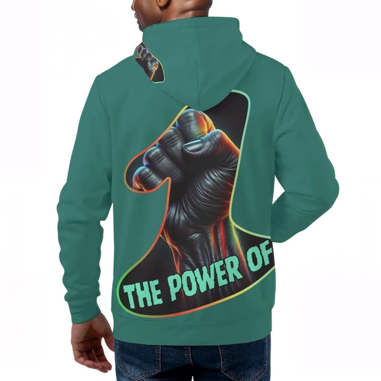 Mens All Over Print Warm Velvet Lined Hoodie "The Power of One"