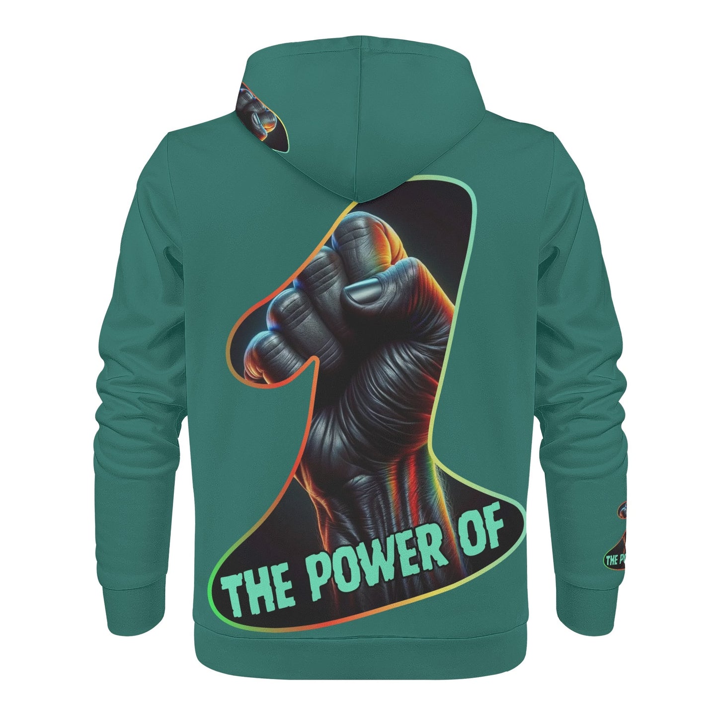 Mens All Over Print Warm Velvet Lined Hoodie "The Power of One"