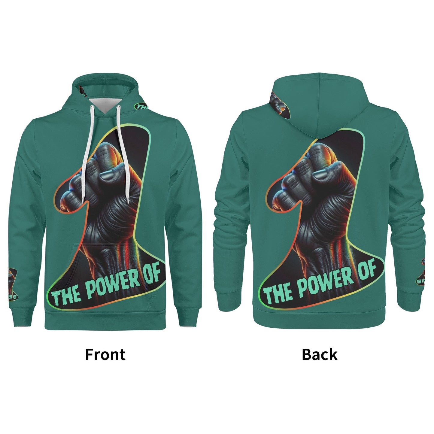 Mens All Over Print Warm Velvet Lined Hoodie "The Power of One"