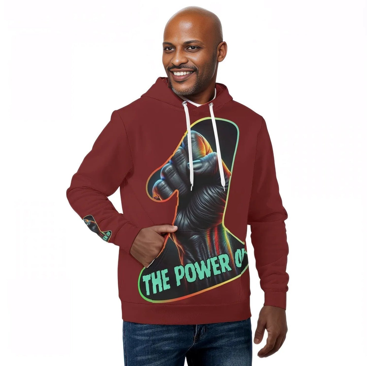 Mens All Over Print Warm Velvet Lined Hoodie "The Power of One"