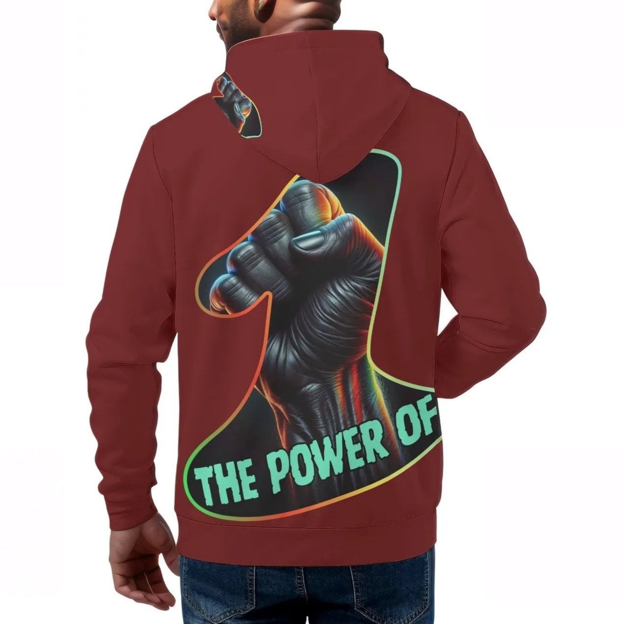 Mens All Over Print Warm Velvet Lined Hoodie "The Power of One"