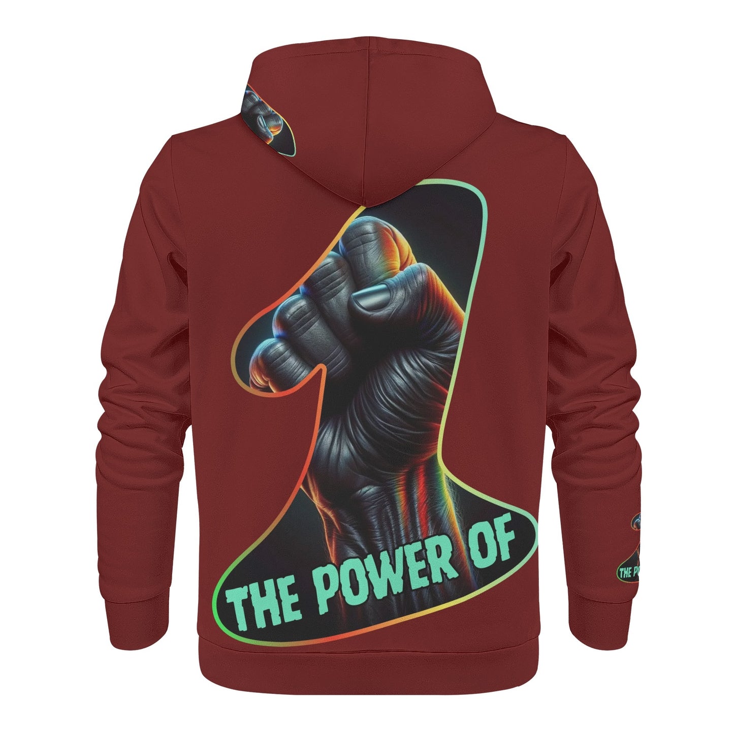 Mens All Over Print Warm Velvet Lined Hoodie "The Power of One"