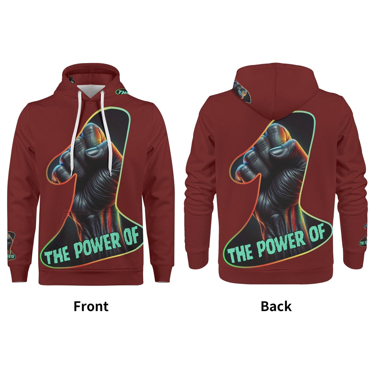 Mens All Over Print Warm Velvet Lined Hoodie "The Power of One"