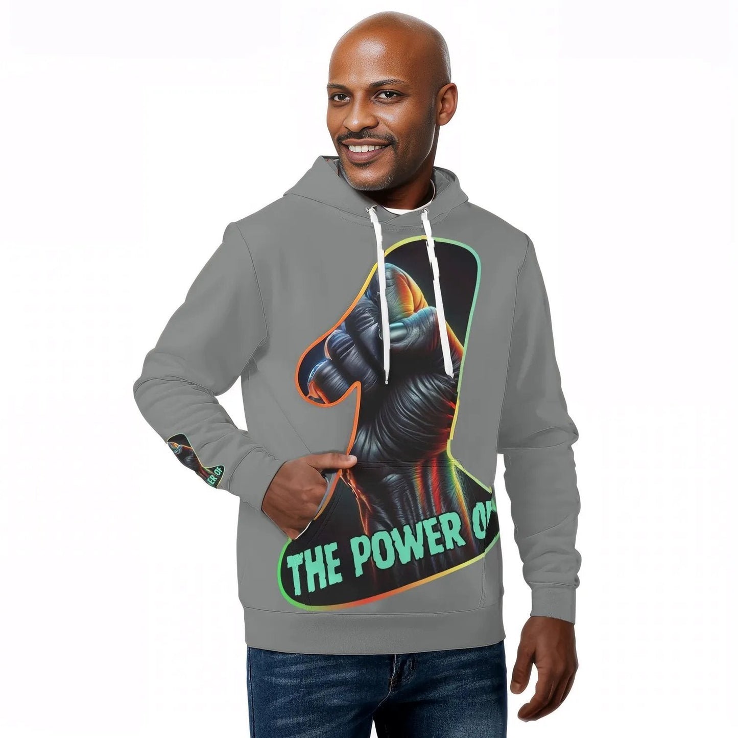 Mens All Over Print Warm Velvet Lined Hoodie "The Power of One"