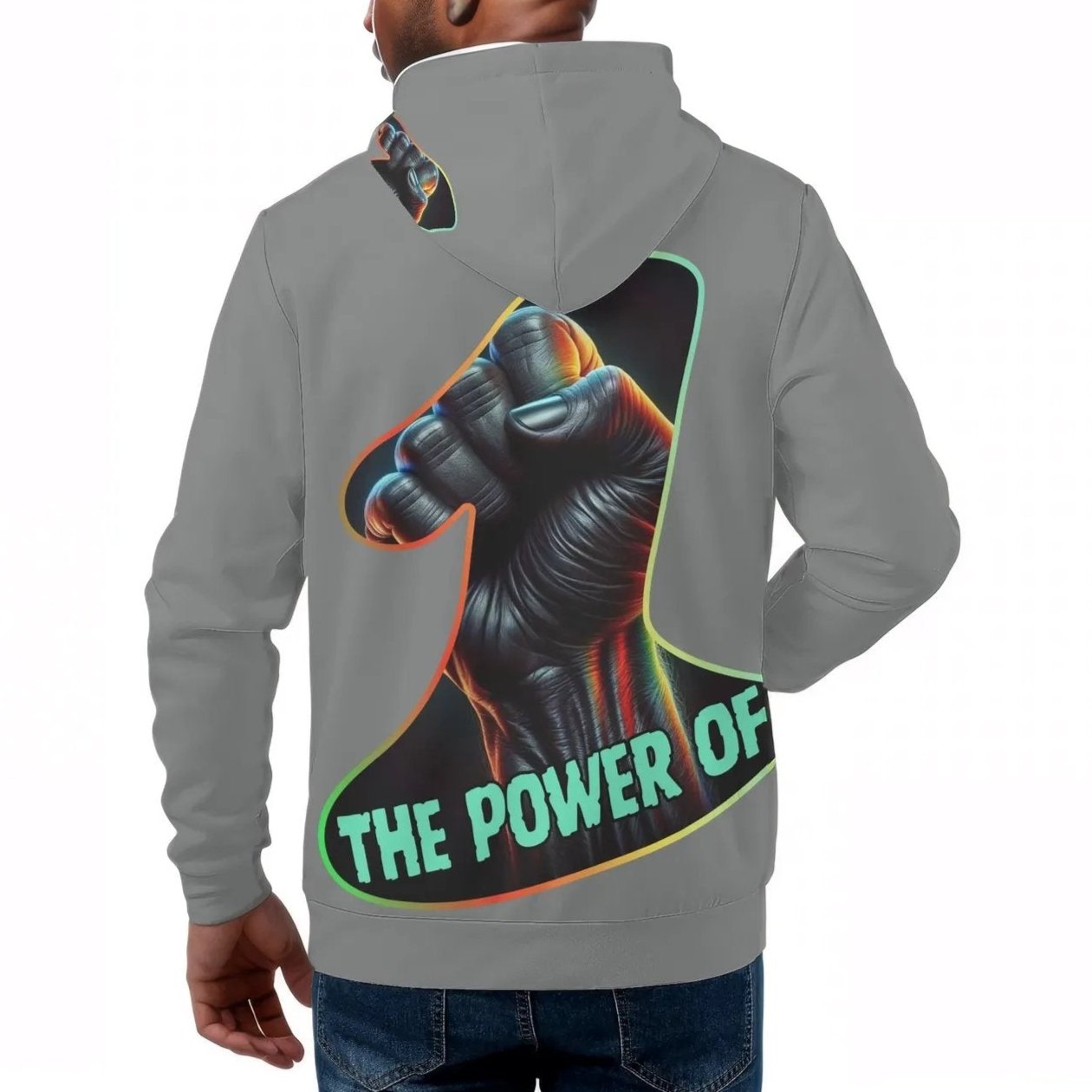 Mens All Over Print Warm Velvet Lined Hoodie "The Power of One"