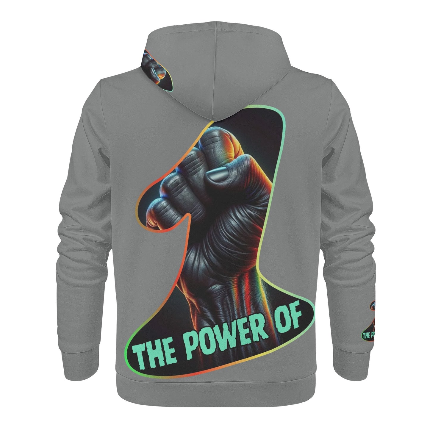 Mens All Over Print Warm Velvet Lined Hoodie "The Power of One"