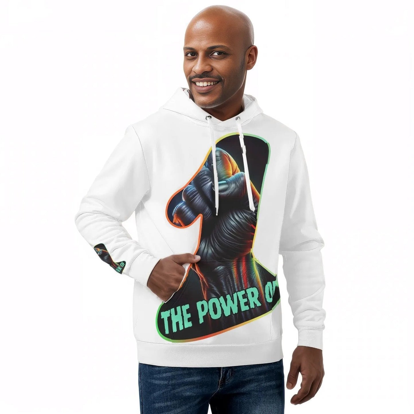 Mens All Over Print Warm Velvet Lined Hoodie "The Power of One"