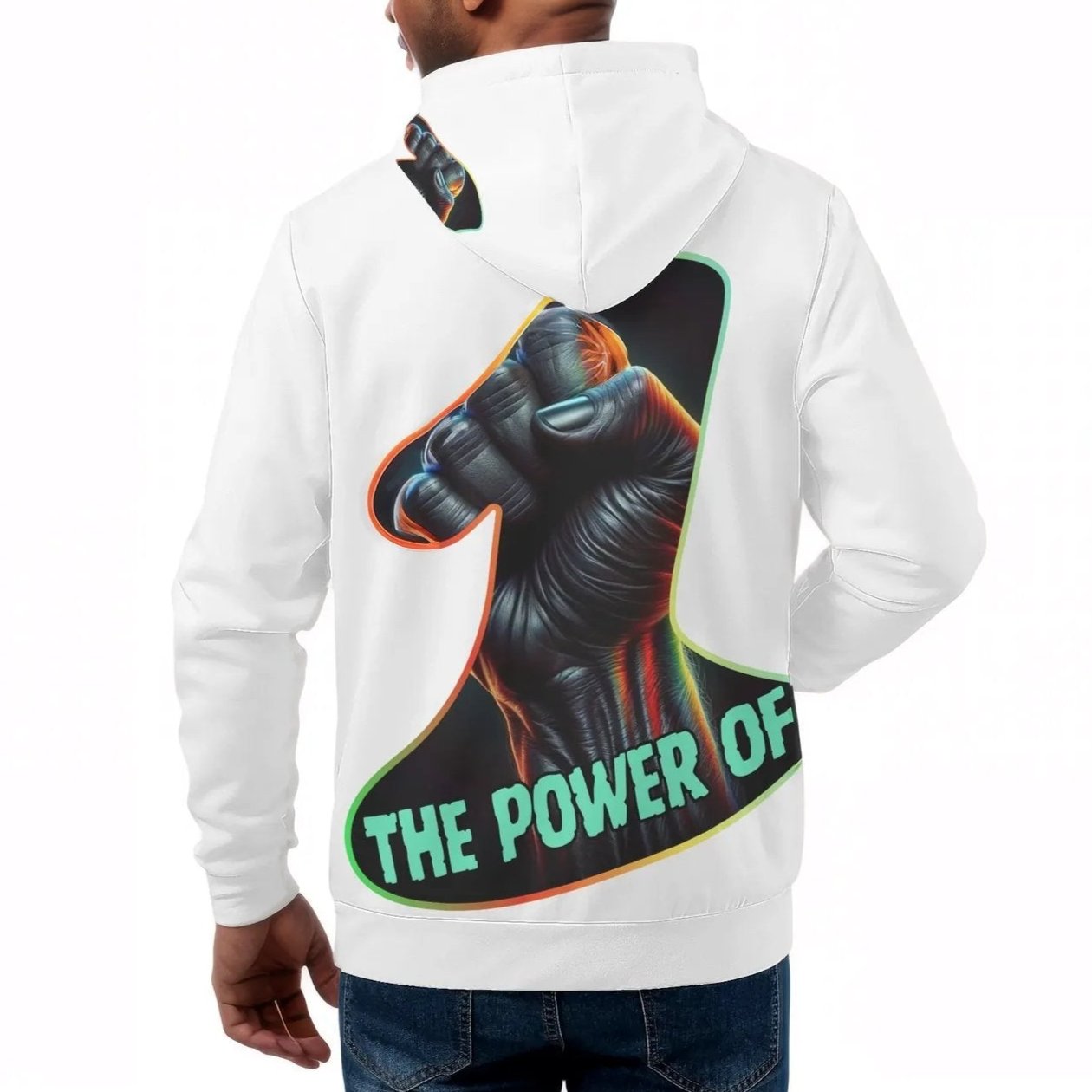 Mens All Over Print Warm Velvet Lined Hoodie "The Power of One"