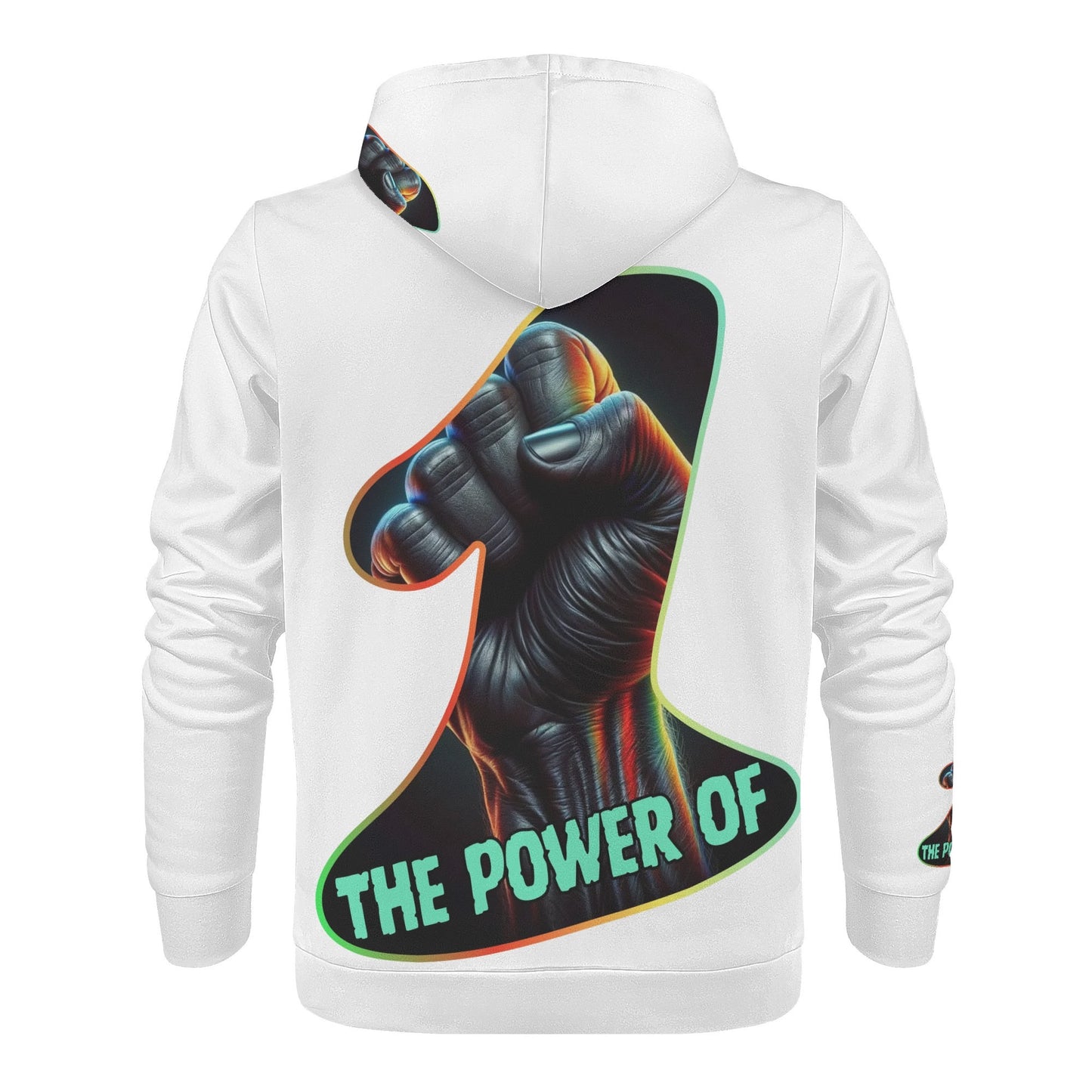 Mens All Over Print Warm Velvet Lined Hoodie "The Power of One"