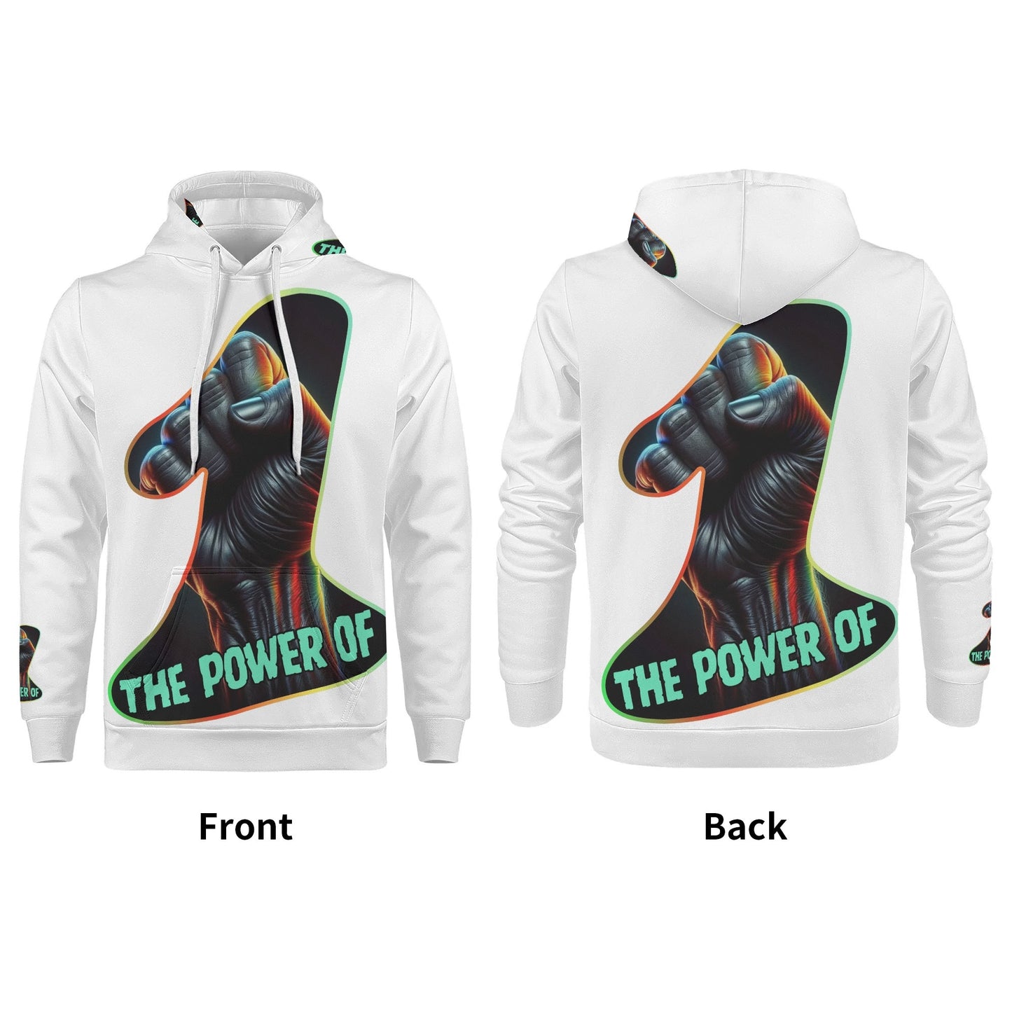 Mens All Over Print Warm Velvet Lined Hoodie "The Power of One"