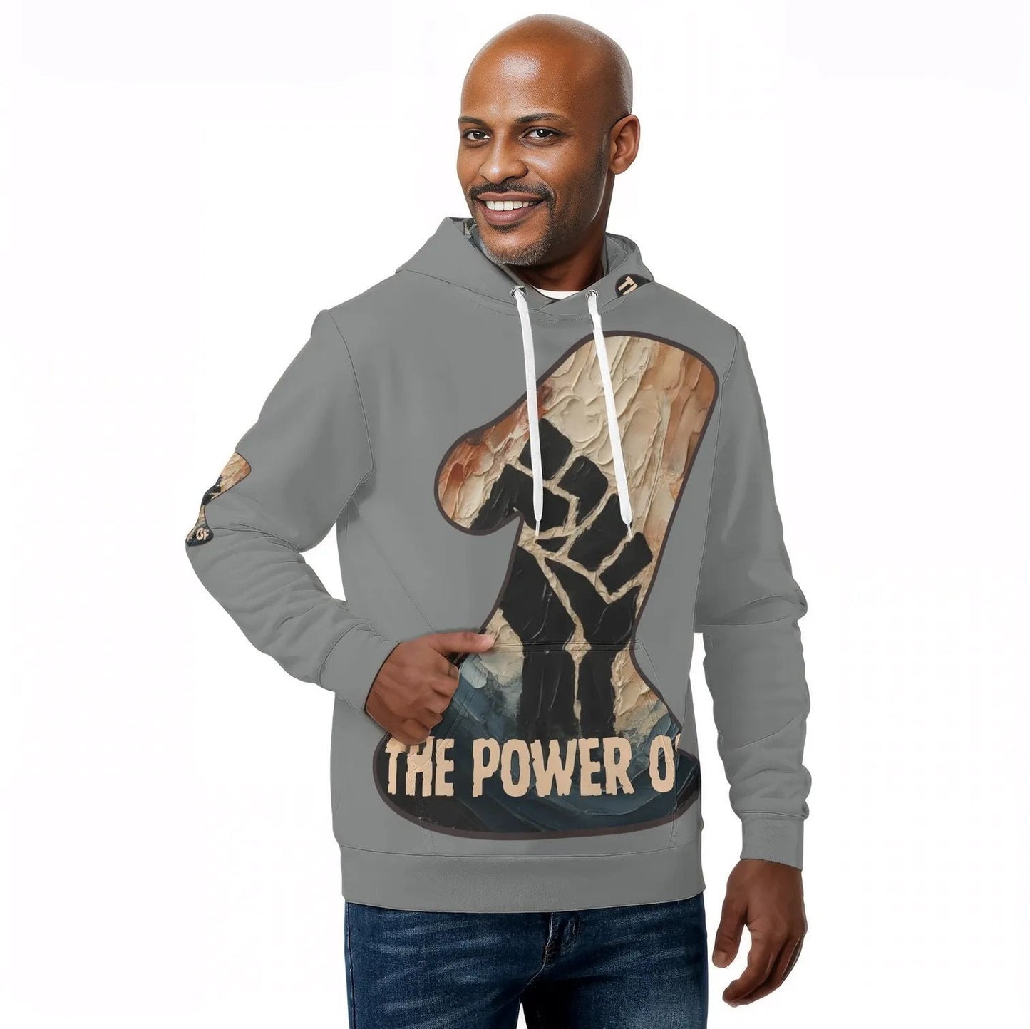 Mens All Over Print Warm Velvet Lined Hoodie "The Power of One"