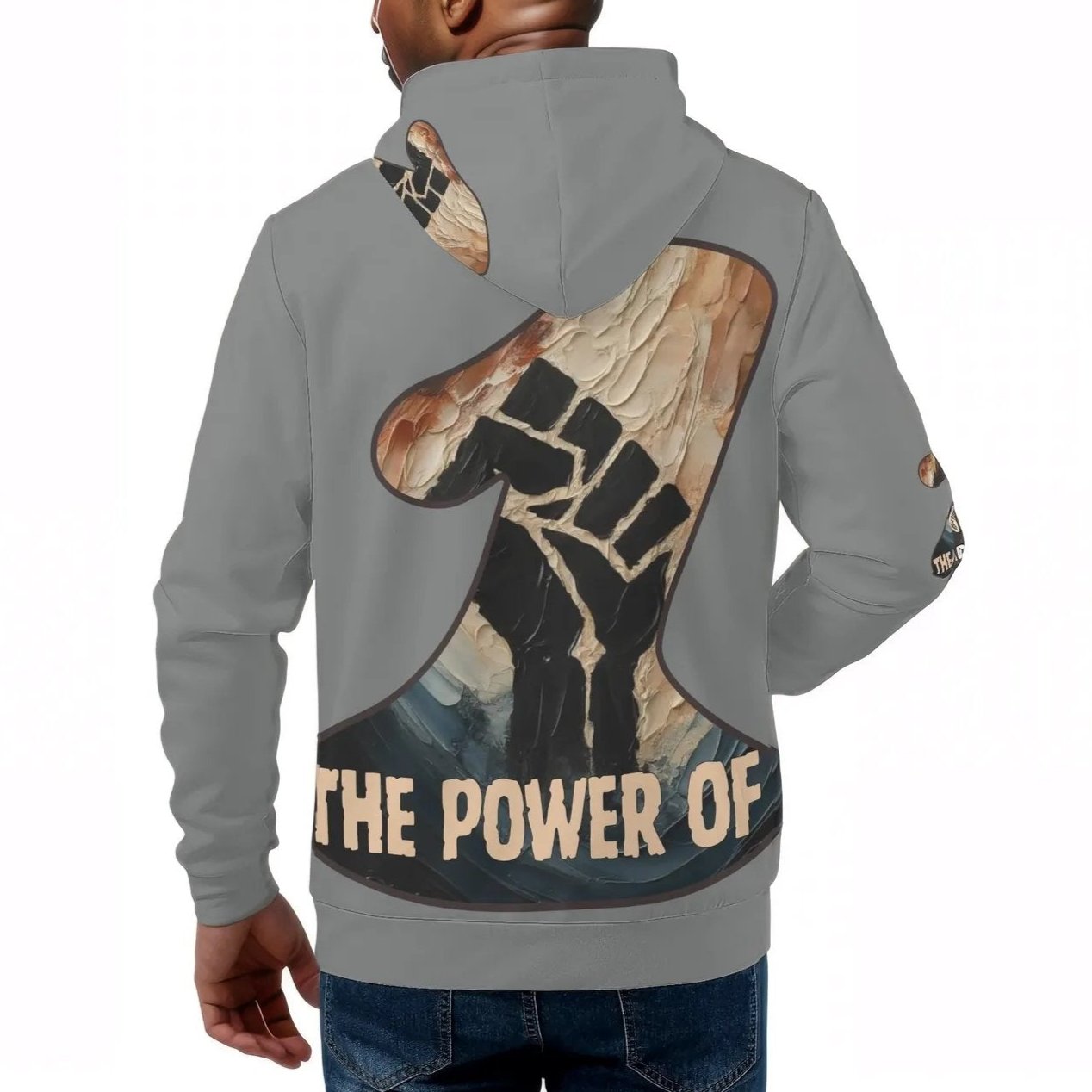 Mens All Over Print Warm Velvet Lined Hoodie "The Power of One"