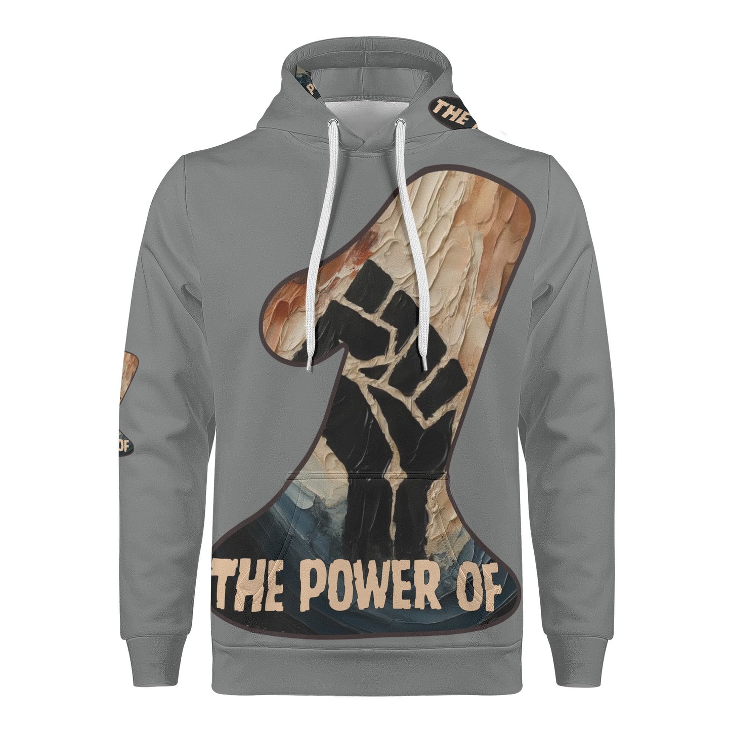 Mens All Over Print Warm Velvet Lined Hoodie "The Power of One"