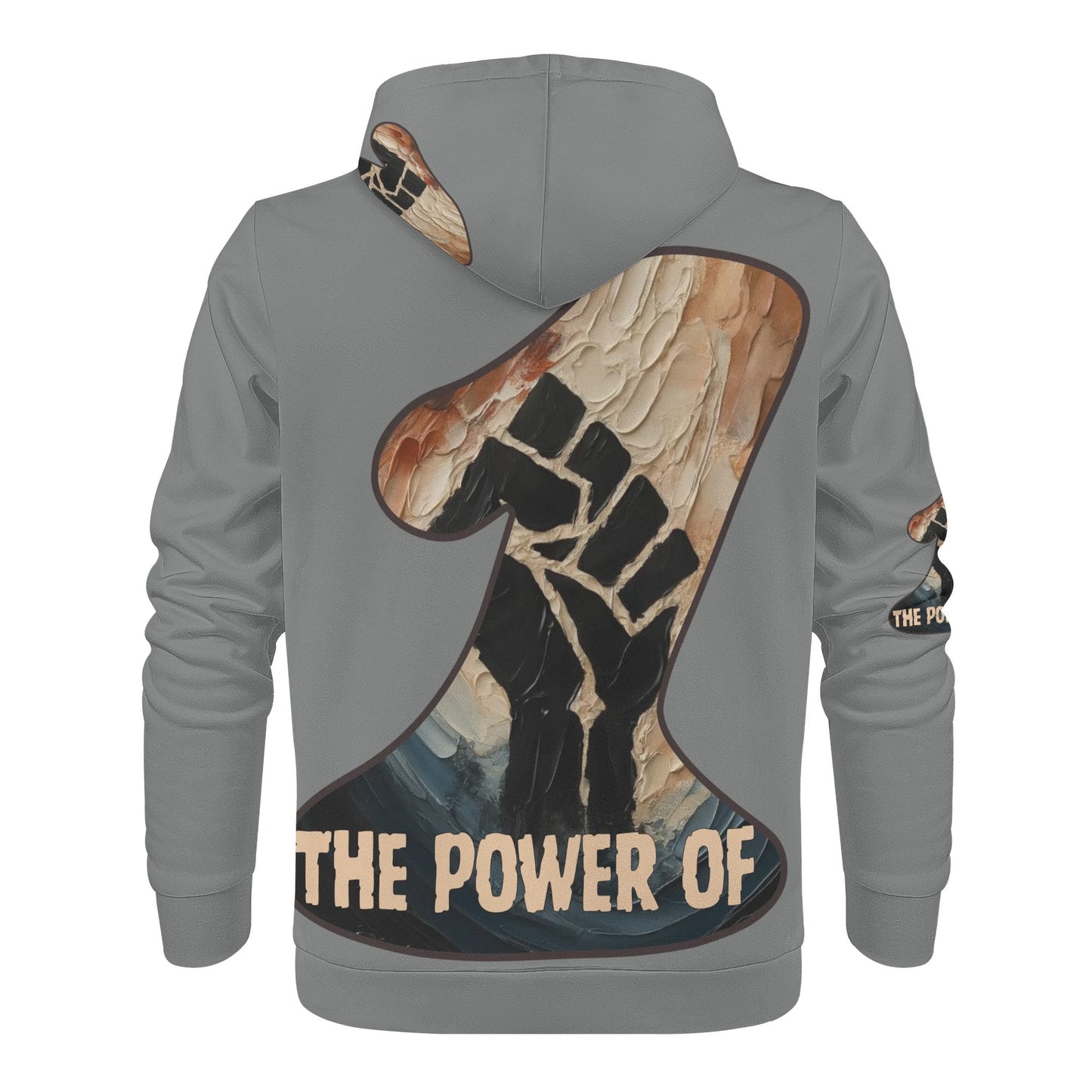 Mens All Over Print Warm Velvet Lined Hoodie "The Power of One"