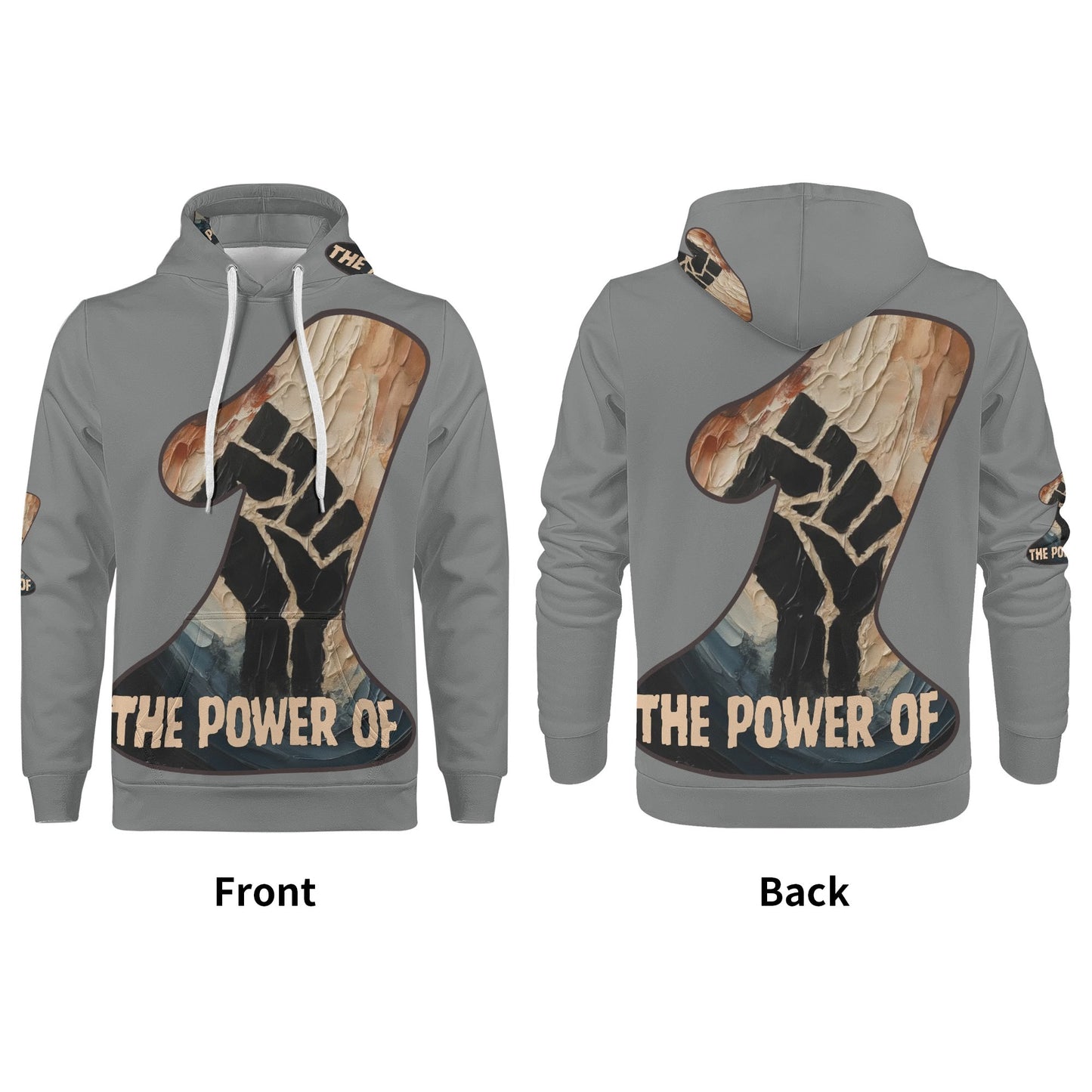 Mens All Over Print Warm Velvet Lined Hoodie "The Power of One"