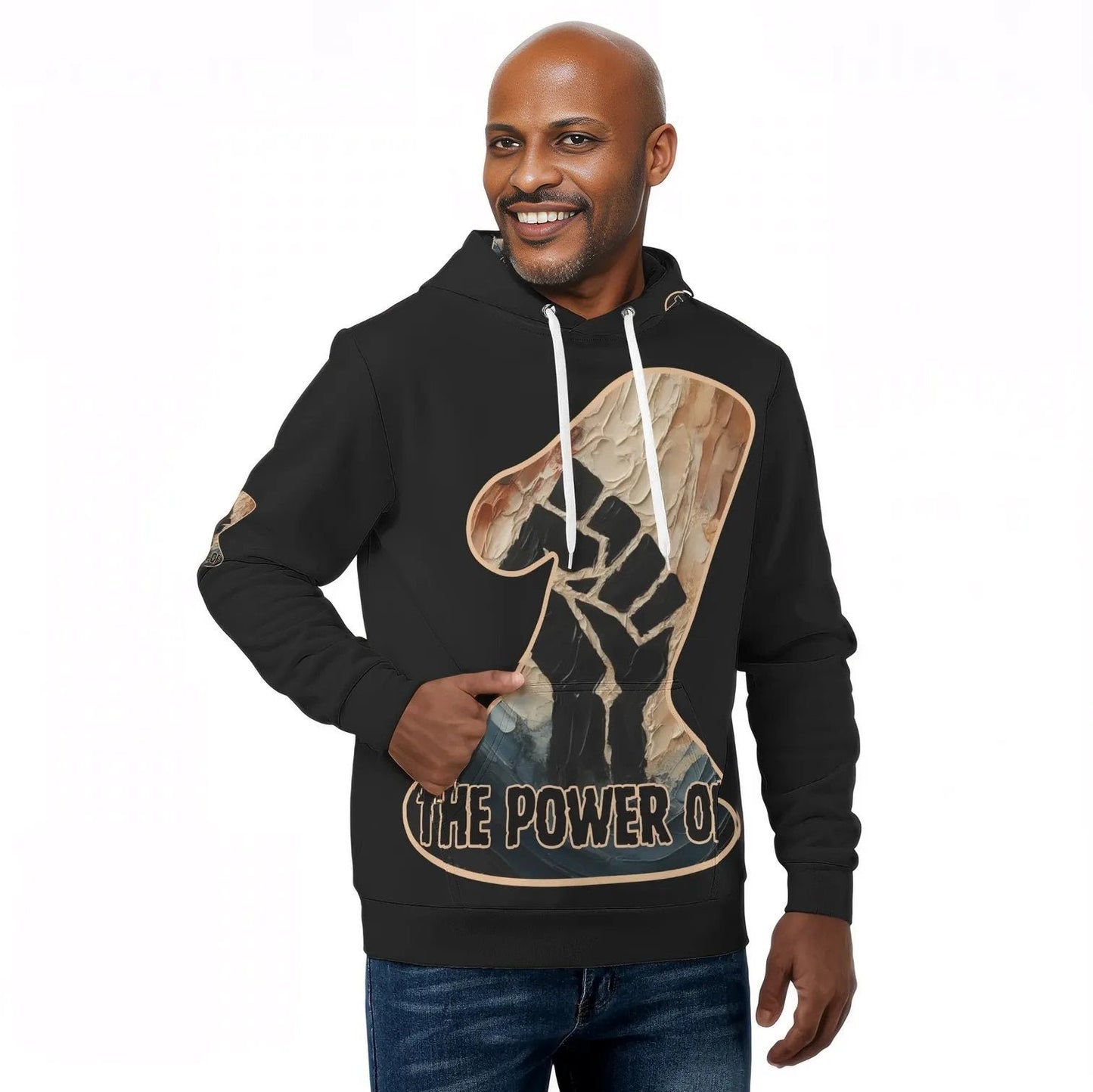 Mens All Over Print Warm Velvet Lined Hoodie "The Power of One"