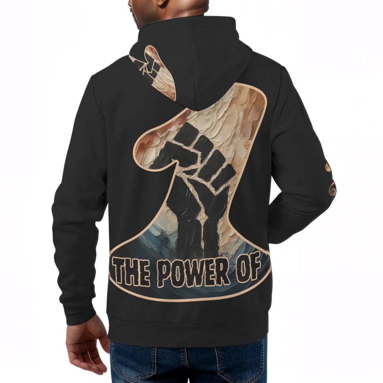 Mens All Over Print Warm Velvet Lined Hoodie "The Power of One"