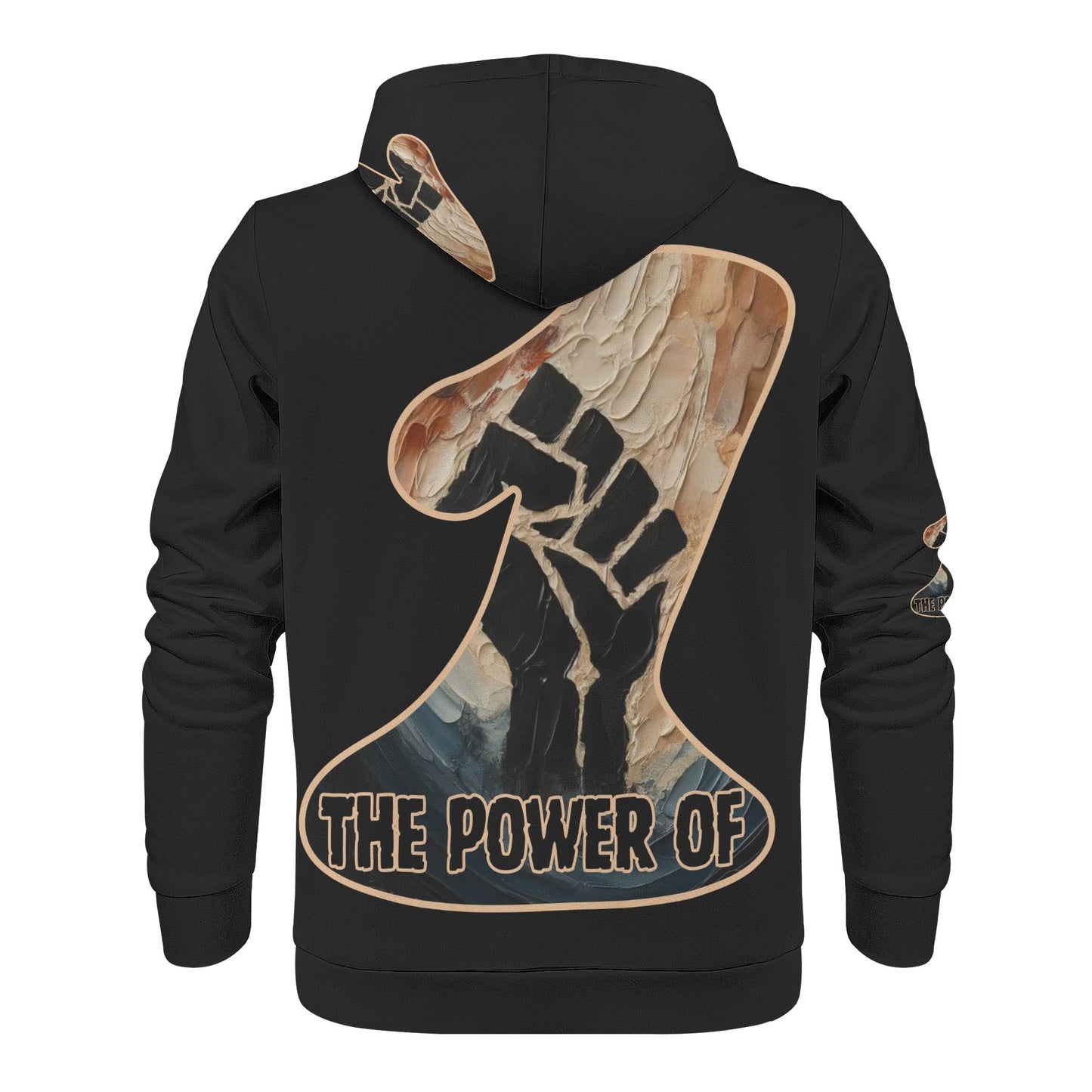 Mens All Over Print Warm Velvet Lined Hoodie "The Power of One"