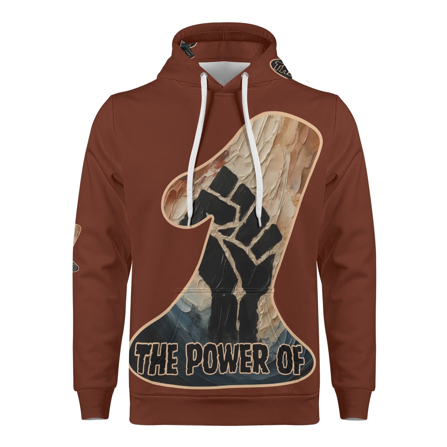 Mens All Over Print Warm Velvet Lined Hoodie "The Power of One"